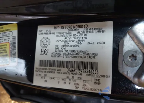 2014 Ford Fusion Se from USA, damaged, VIN 3FA6P0T97ER346656